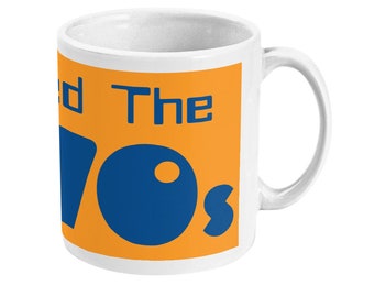 I Survived The 1970s Mug, Funny Retro Mug, Unique Gift Idea For A 1970s Child, Funky Bright Mug With A Retro Font, Liven Up Your Tea Break
