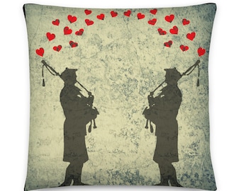 Scottish Piper Cushion/Pillow, Banksy -Style Graffiti Art, 2 Sizes Available