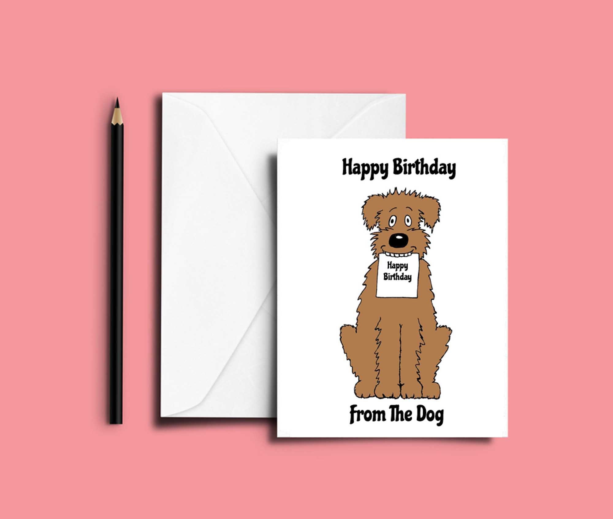Printable Birthday Card, Happy Birthday From the Dog, Cartoon Dog, PDF ...