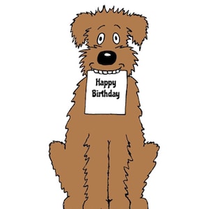 Printable Birthday Card, Happy Birthday From The Dog, Cartoon Dog, PDF, INSTANT DOWNLOAD