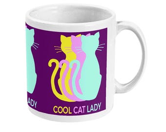 Retro Style Cat Lady Mug