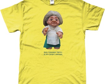 Funny Troll T-Shirt, Evil Granny Troll Is My Spirit Animal, Retro. 70s, Vintage Troll, Grandmother Troll Doll
