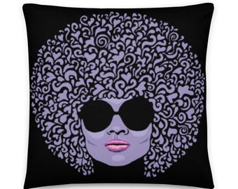 Afro Girl Cushion/Pillow With Insert, Available In 2 Sizes