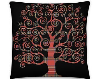 Tartan Tree Of Life Pillow/Cushion, 2 Sizes Available