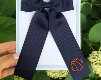 Basketball Hand-Embroidered Bow