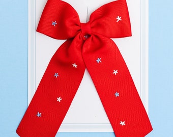 Stars All Over Hand- Embroidered Bow