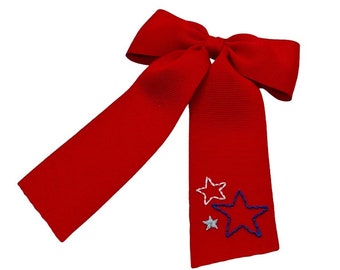 Seeing Stars Hand- Embroidered Bow
