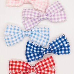 Mała kokardka Lottie w kratkę gingham