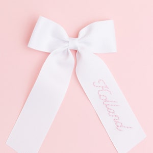 Cursive Name Hand Embroidered Bow