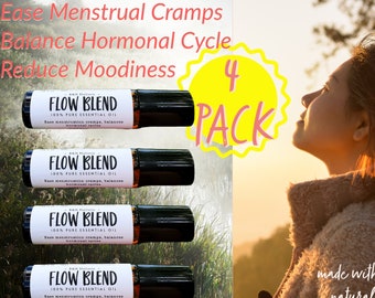 Flow Blend - 100% Pure Therapeutic Grade Womens Menstrual Cycle / Period / Cramps Aromatherapy Oil Blend  - 4 PACK