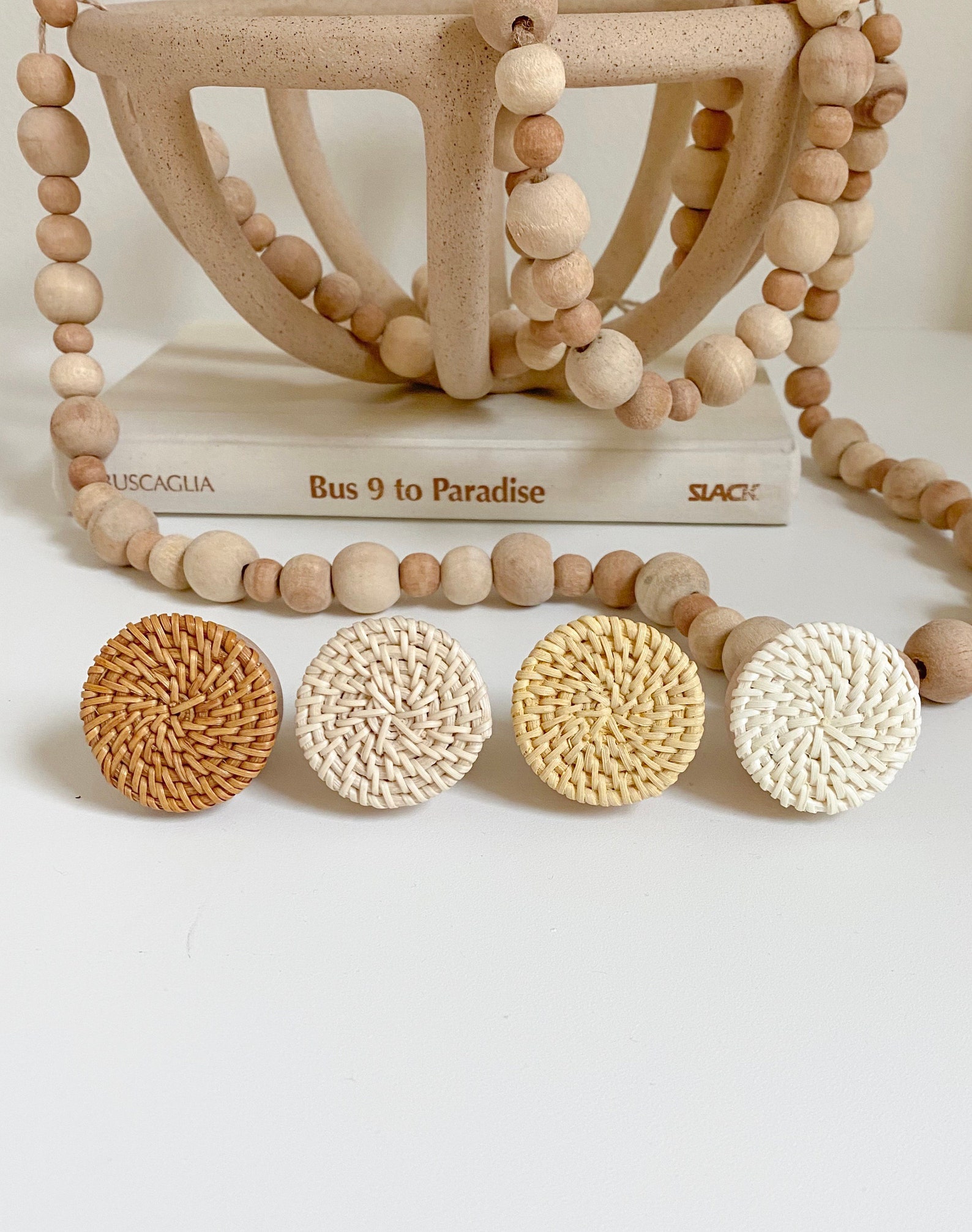 Boho Rattan Drawer Furniture Knobs 4 Pack Etsy