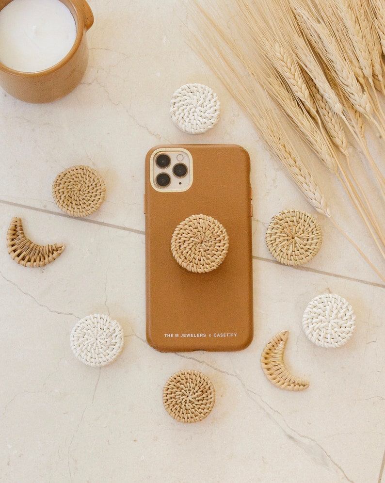 Rattan Pop Socket Phone Grips Boho Phone Grip Popsocket Etsy