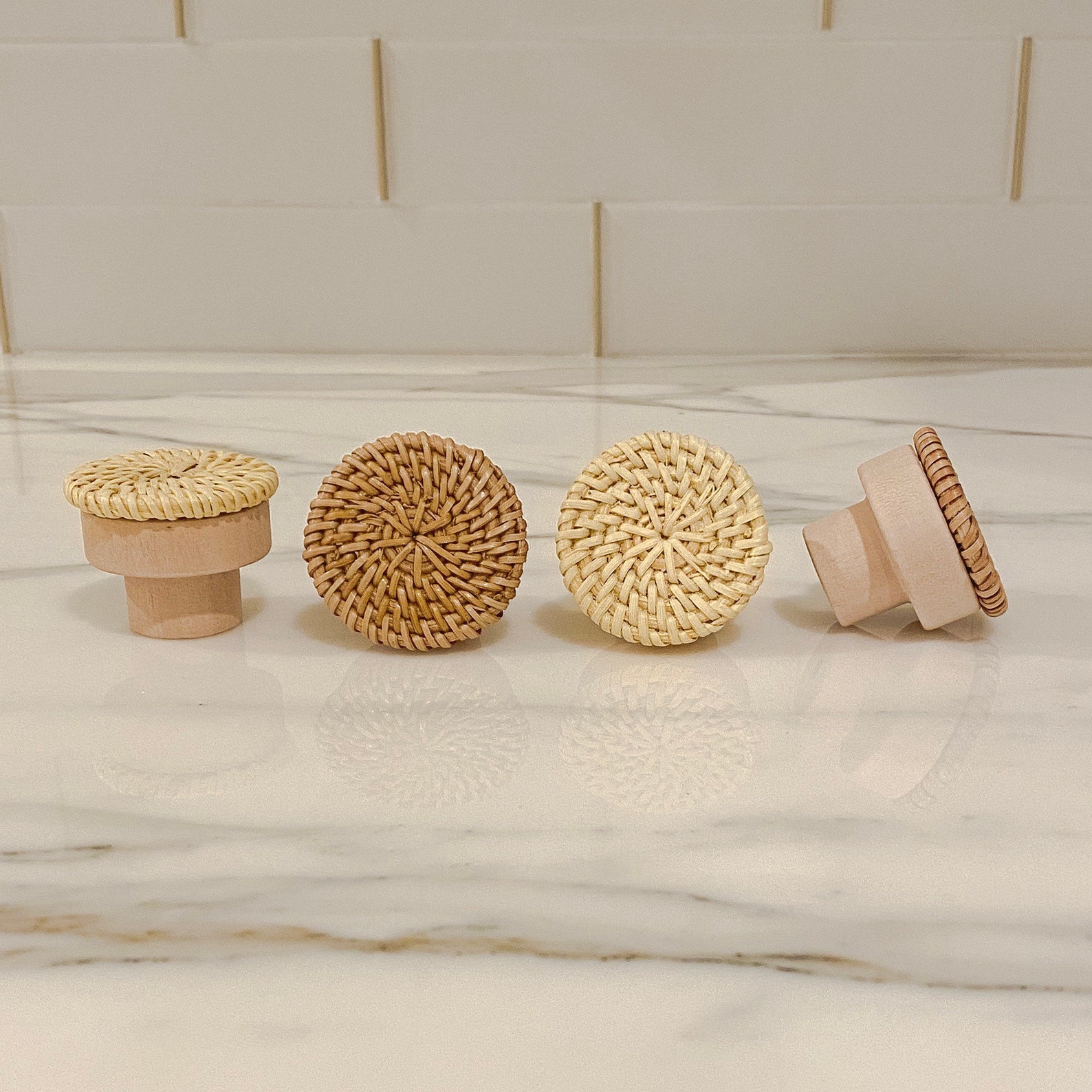 Boho Rattan Drawer Furniture Knobs 4 Pack Etsy
