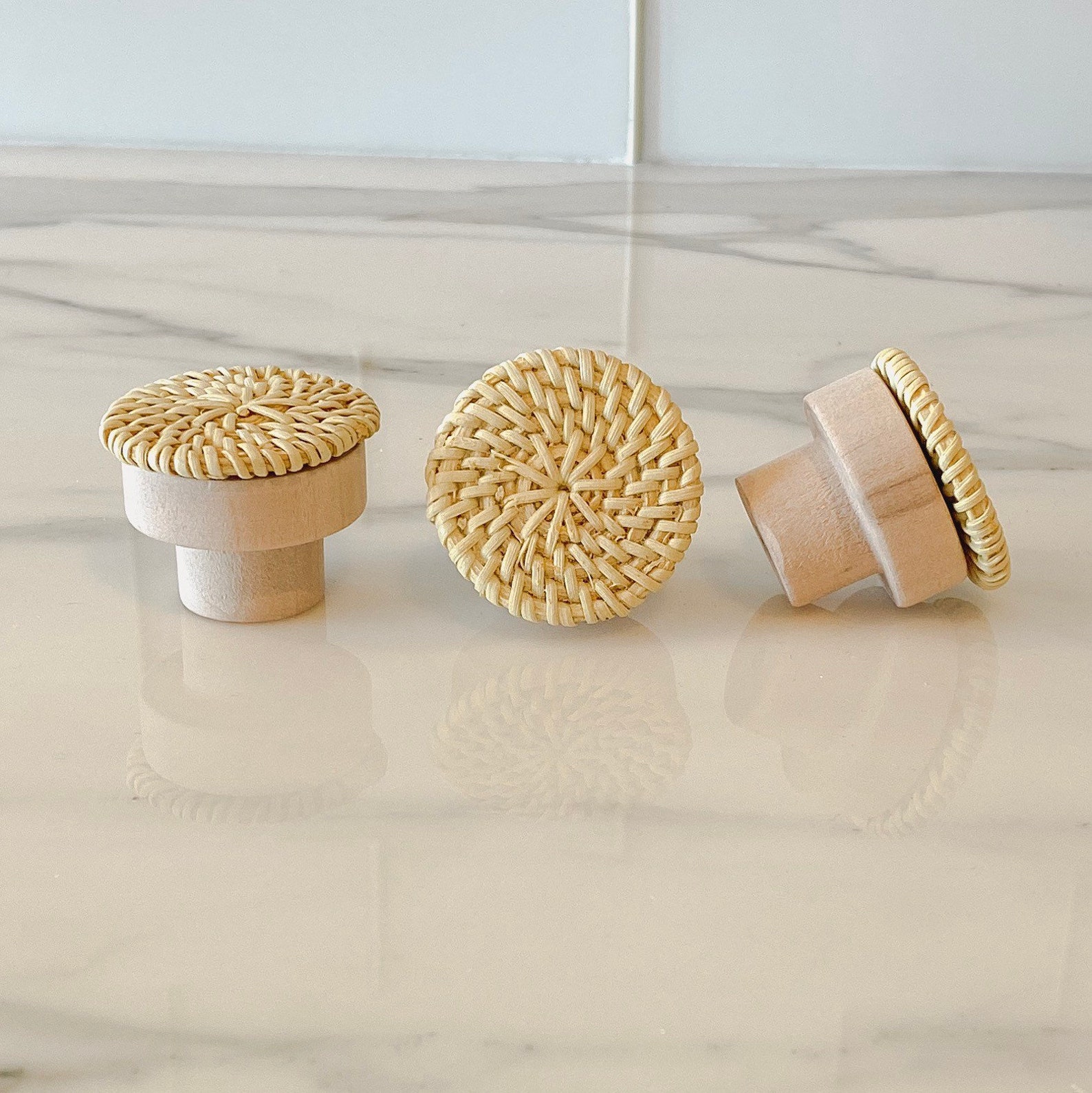 Boho Rattan Drawer Furniture Knobs 4 Pack Etsy