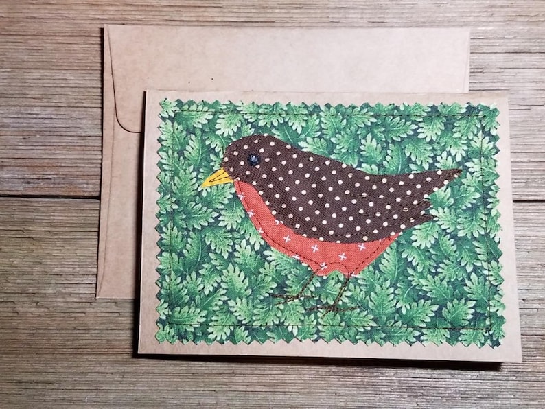 Fabric Robin Card handmade card