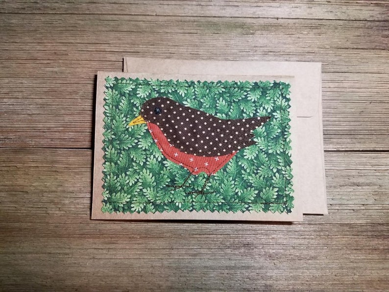 Fabric Robin Card handmade card