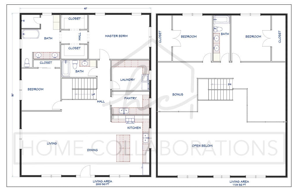 Gambrel Style Barndominium 40' X 50' THE NEW ORLEANS Open Concept, High
