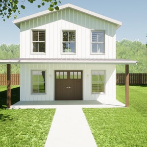 Barndominium de granja de dos pisos - 20&#39; x 30&#39; - THE WEATHERFORD - Dormitorio abuhardillado, gabinetes empotrados, rentable, patio cubierto, granja