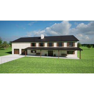 Farmhouse Barndominium - 40&#39; x 90&#39; - THE BILLINGS - Open Concept, MIL Suite, Master Suite, Fireplace, Two Story, Large Shop, Patio