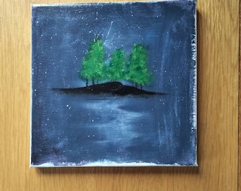 Floating trees acrylic painting