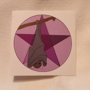 Bat and pentagram halloween sticker image 1