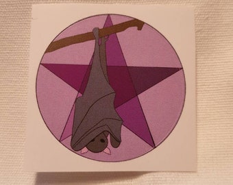 Bat and pentagram halloween sticker