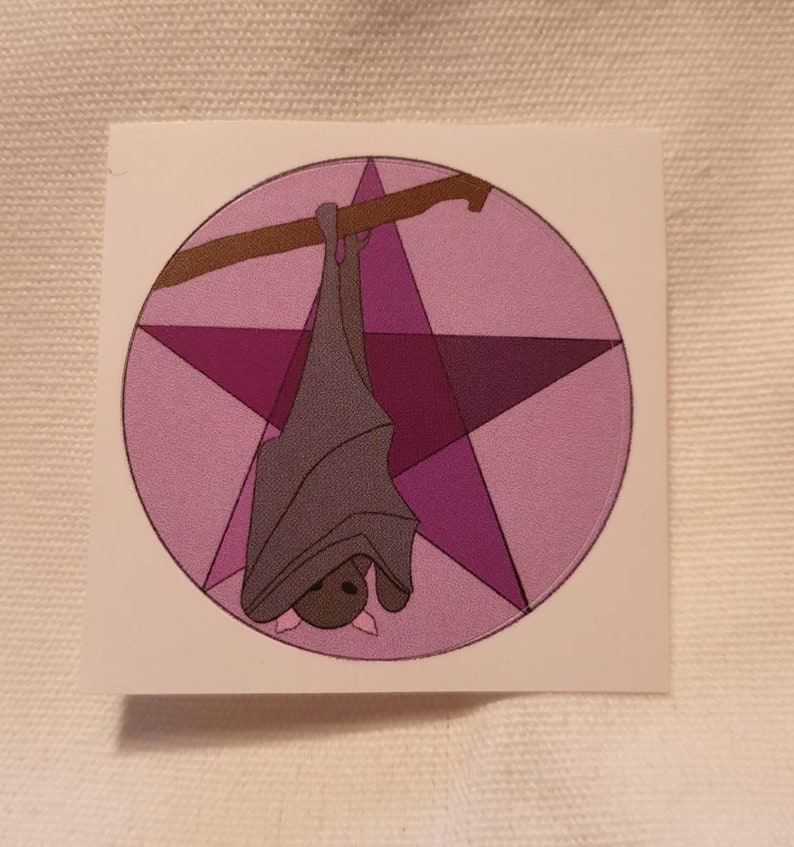 Bat and pentagram halloween sticker image 1