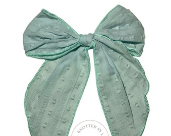 Blue Cotton Sailor Bow on Clip