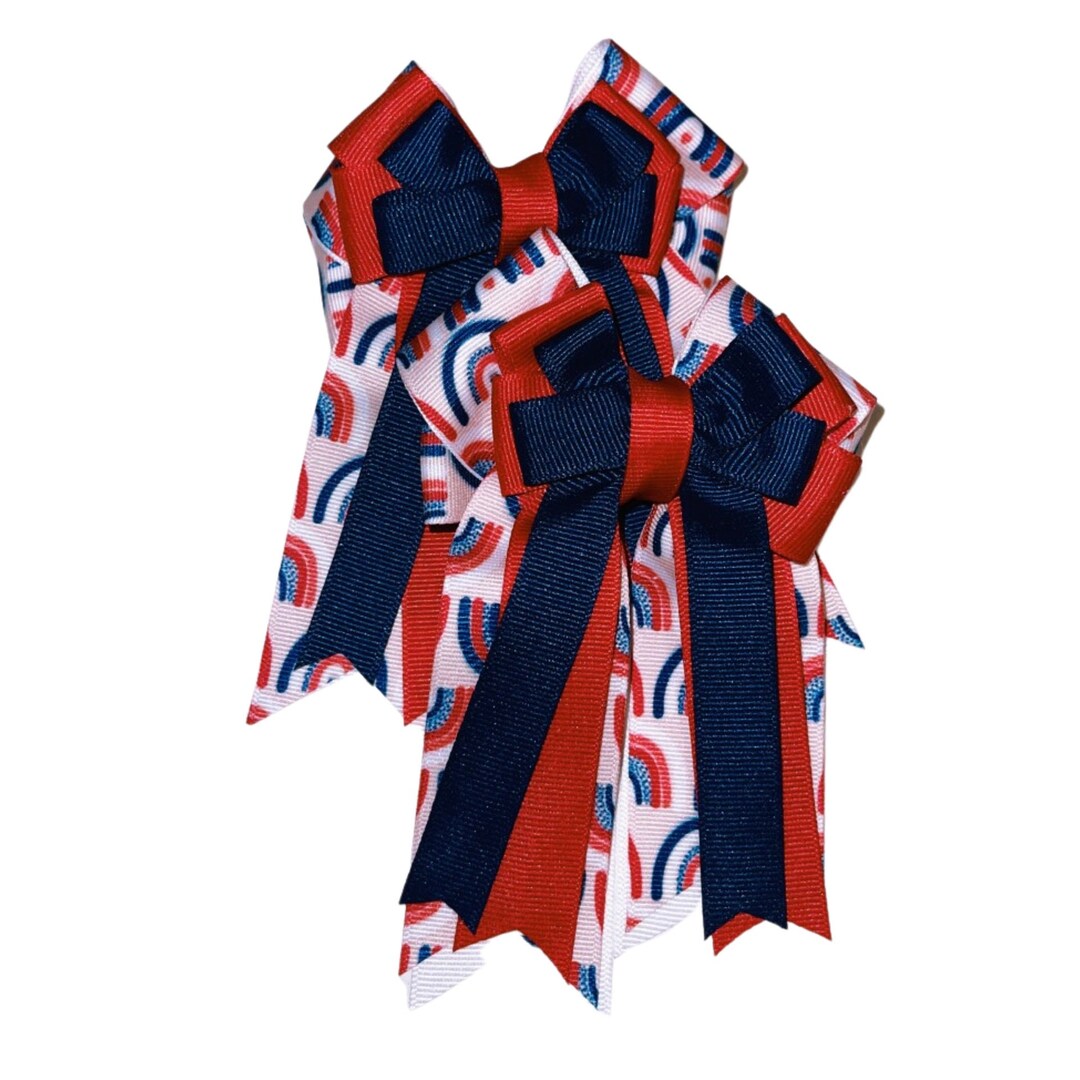2 Patriotic Hair Bows Horse Show Bows Or Everyday Bows Etsy