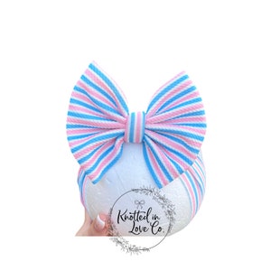 Newborn Striped Hospital Headband Bow image 2