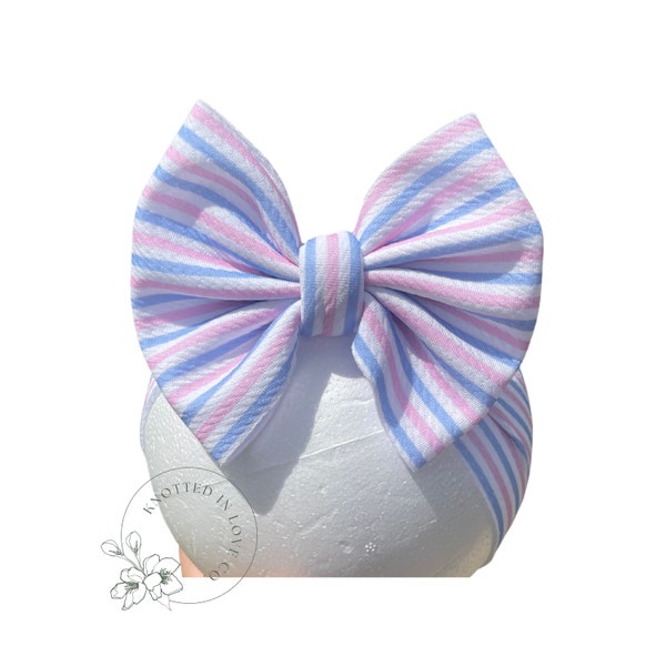 Newborn Striped Hospital Headband Bow