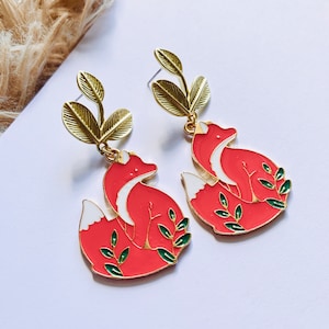 Fox earrings, fox jewelry, animal earrings, animal jewelry, cute earrings, earrings for women
