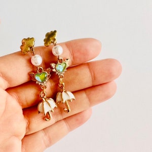 Umbrella and Rain Cloud Earrings - Cute Earrings - Kawaii Earrings - Dangle Drop Earrings - Fun Jewelry - Cute Jewelry