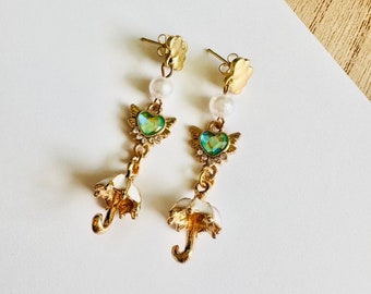 Oorbellen paraplu en regenwolk - schattige oorbellen - kawaii oorbellen - hangoorbellen - leuke sieraden - schattige sieraden