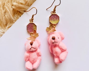 Teddy Bear Dangle Earrings | Novelty Earrings | Unique Earrings