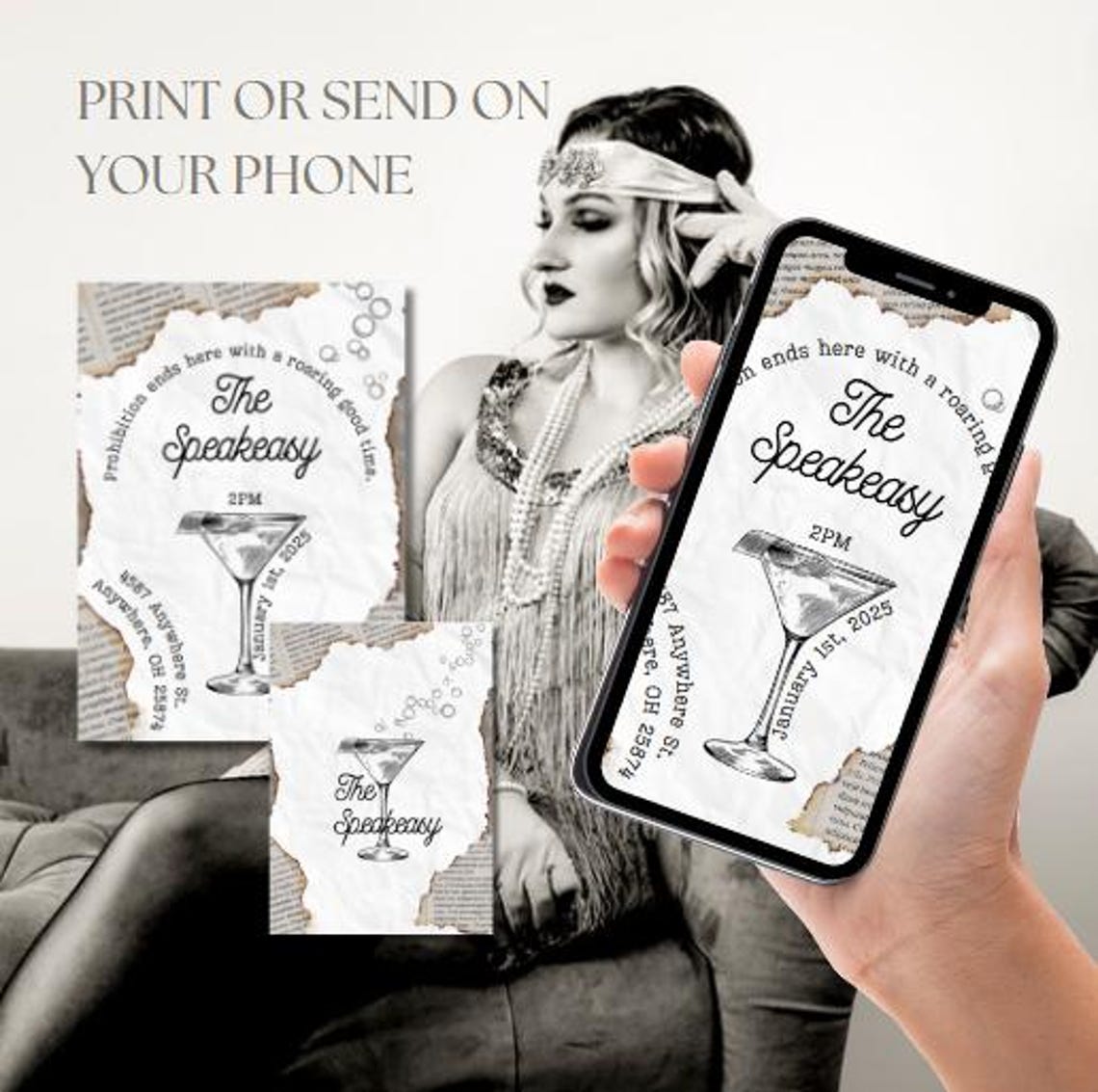 Speakeasy 1920s Party Invitation Template| Canva Template - Etsy