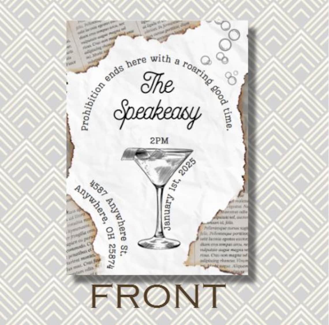 Speakeasy 1920s Party Invitation Template| Canva Template - Etsy