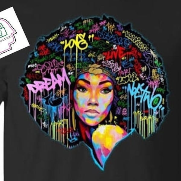 Afro Graffiti / Explosion Hair Girl / Black Girl Magic Shirt / Hip Hop / Afro Girl Shirt / Music Lover / Jazz Music / Kinky Hair / 4C Hair