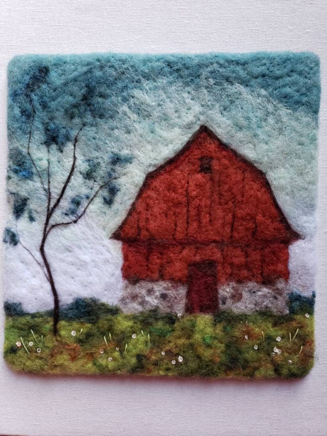 Felt art barn felted landscape felted felt art felted Etsy