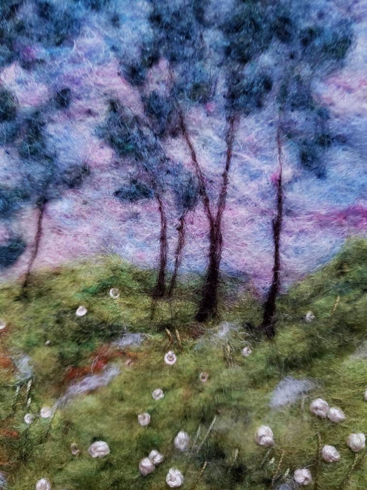 Felted Tree Art Wool Painting Felted Landscape Wool Needle Etsy