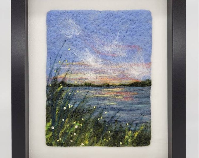 Felt Art Lake Needle Felted Wool Art Wool Painting Etsy
