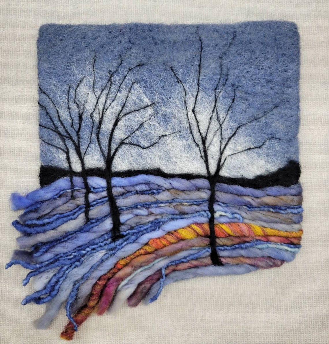Felt Art Trees Felted Wool Art Wool Painting Wool Art Etsy