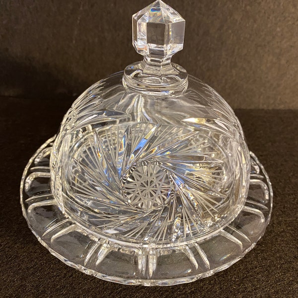 Crystal Butter Dish Glass Lead Etsy