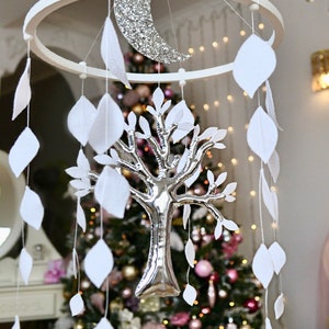 Baby eucalyptus crib mobile boys or girl White nursery Neutral Felt Decor nursery Sakura tree Baby shower gift Pregnancy Newborn