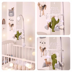 Baby crib mobile for girl. Boho Neutral nursery decor. Camel, sheep, alpaca, lama, macrame mobile. Baby shower gift pregnancy gift, newborn. image 1