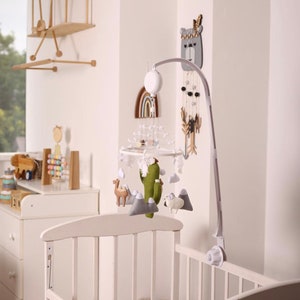 Baby crib mobile for girl. Boho Neutral nursery decor. Camel, sheep, alpaca, lama, macrame mobile. Baby shower gift pregnancy gift, newborn. image 9