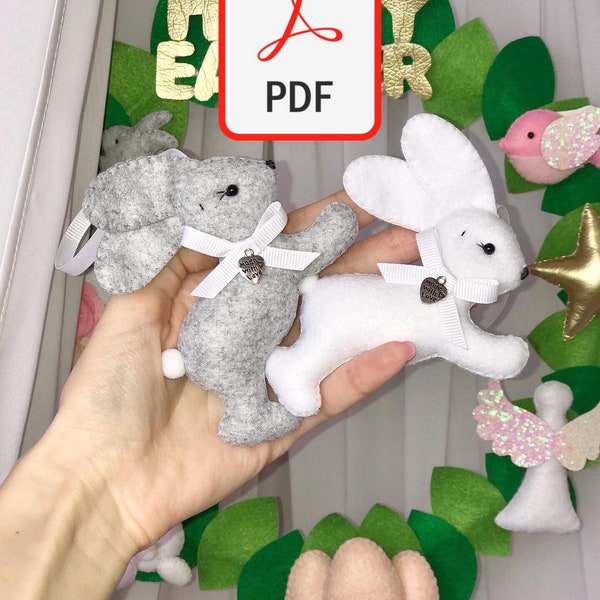 PDF Pattern Bunny felt Easter Ornament / Cute bunny pattern / Sew your own