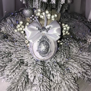 Christmas rhinestones ornament, Christmas Trees, Christmas decorations, Holiday gift, silver ball, blue balls, Holiday decorations, Elf