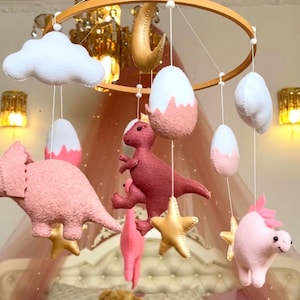 Rosa Dinosaurier Dekor - Baby mobile Dino - Krippe mobile - Dschungel Safari mobile - Tiere mobil - Dinosaurier-Baby-Dusche-Geschenk