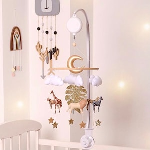 Baby Mobile Safari - Tiere Mobile - Giraffe, Zebra, Löwe, Elefant, Gepard, Tiger Mobile - Neutral Mobile- Afrika Mobile - Kinderzimmer Dekor
